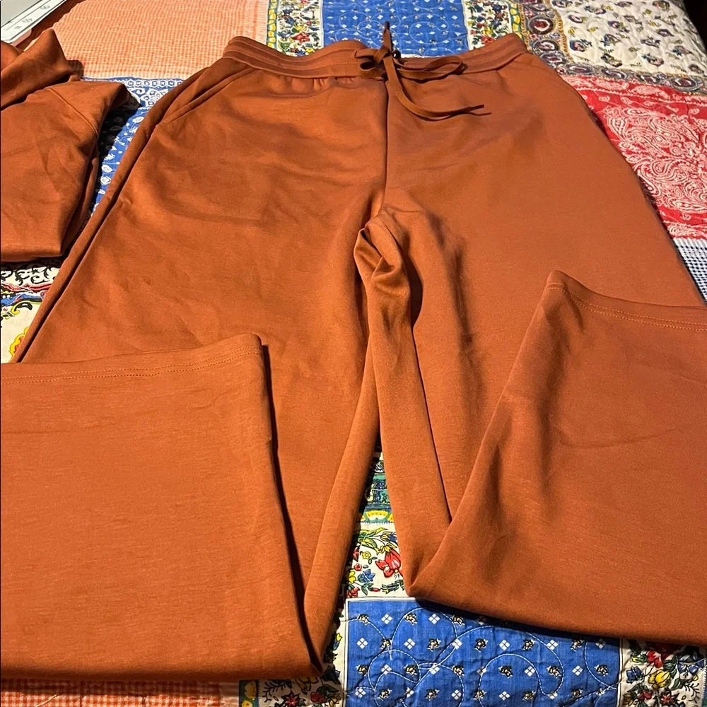 Women’s Pant outfit. Half-Zip Pullover Sweater – Rust Orange and matching pants. - Picture 6 of 9